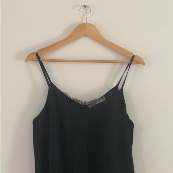 Ladies black slip dress, with lace hem detail - Picture 2 of 3